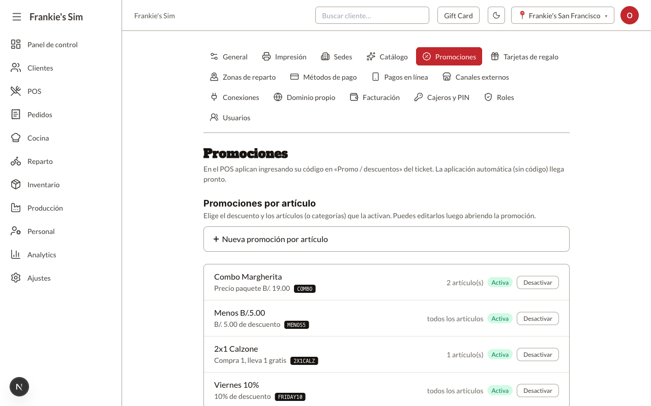 Listado con las cuatro promociones del día