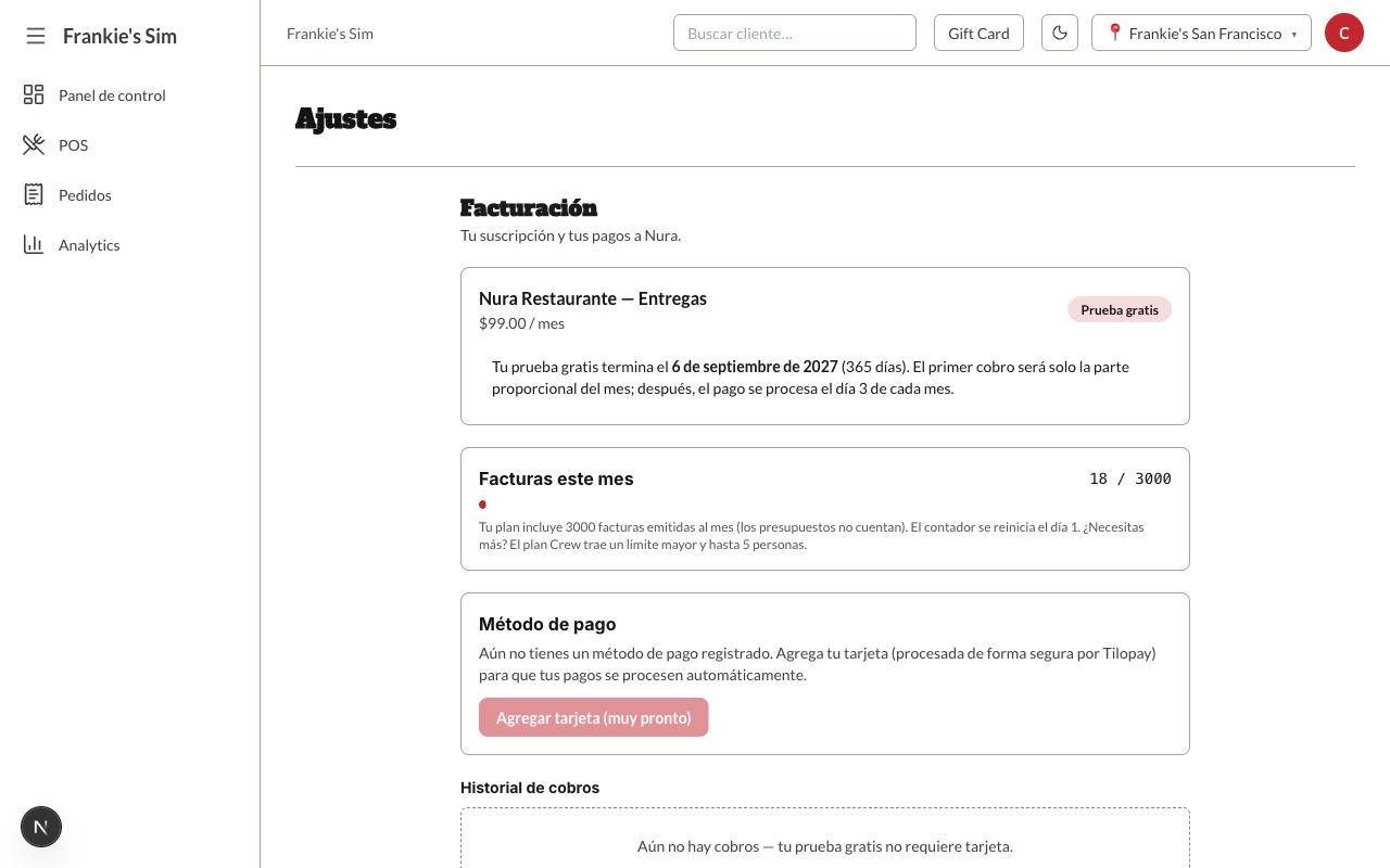 El cajero, sin settings.manage, ve la pantalla al escribir la ruta