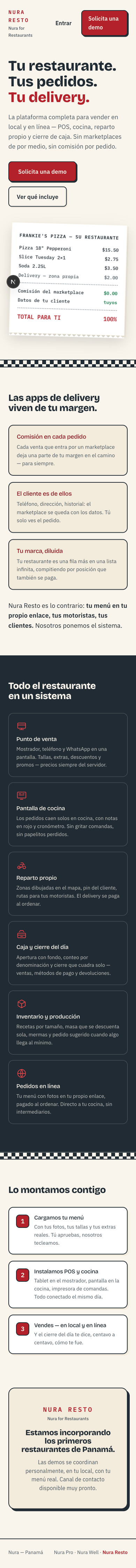 Portada de nuraresto.app en el teléfono
