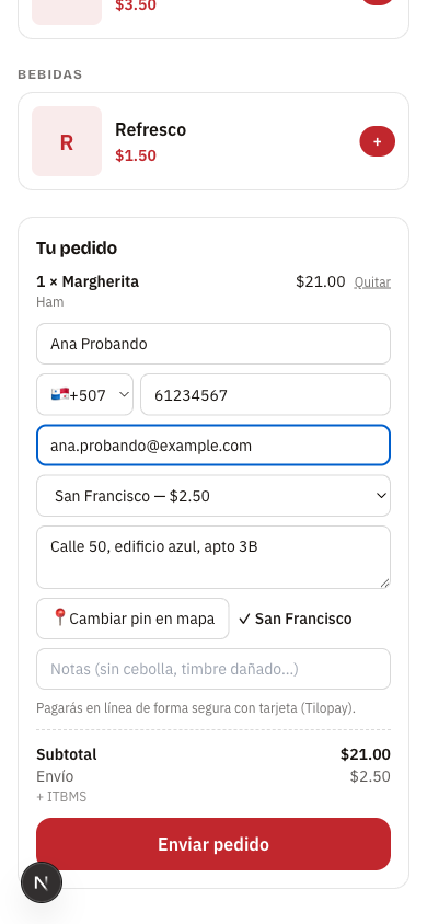 Carrito listo para enviar