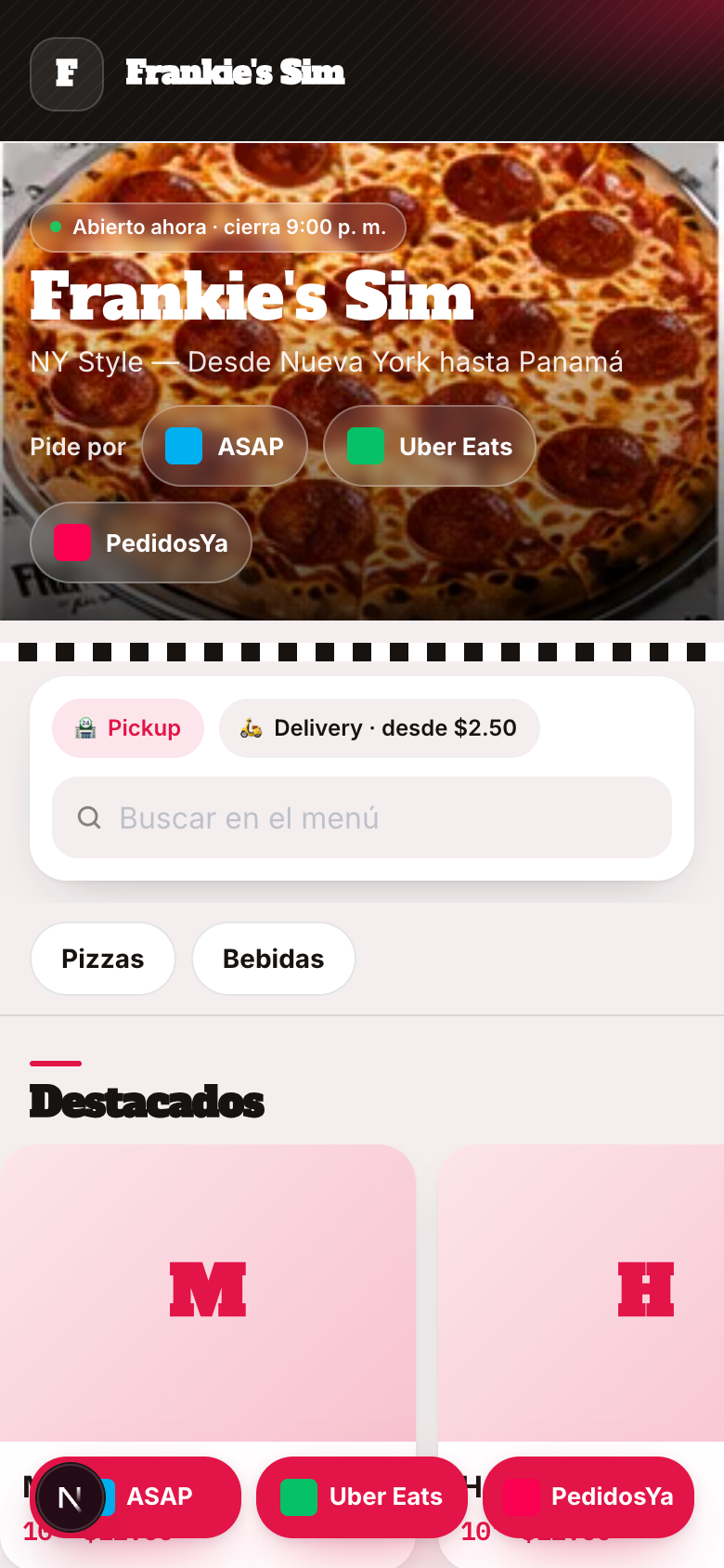 El sitio como catálogo, con la fila «Pide por»